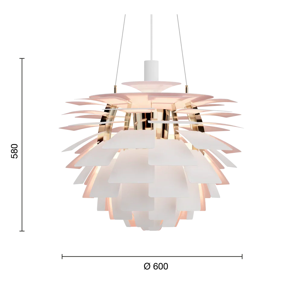 PH Artichoke Anniversary Ø60 Matt Vit / Pale Rose – Visningsmodell (begränsat antal)